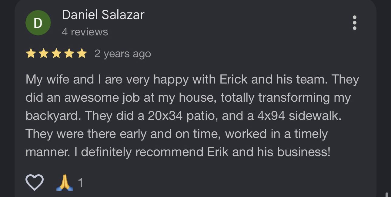 Original customer review supplied for Daniel Salazar