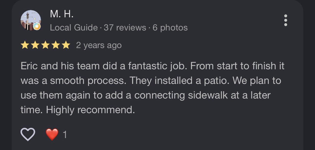 Original customer review supplied for M. H.