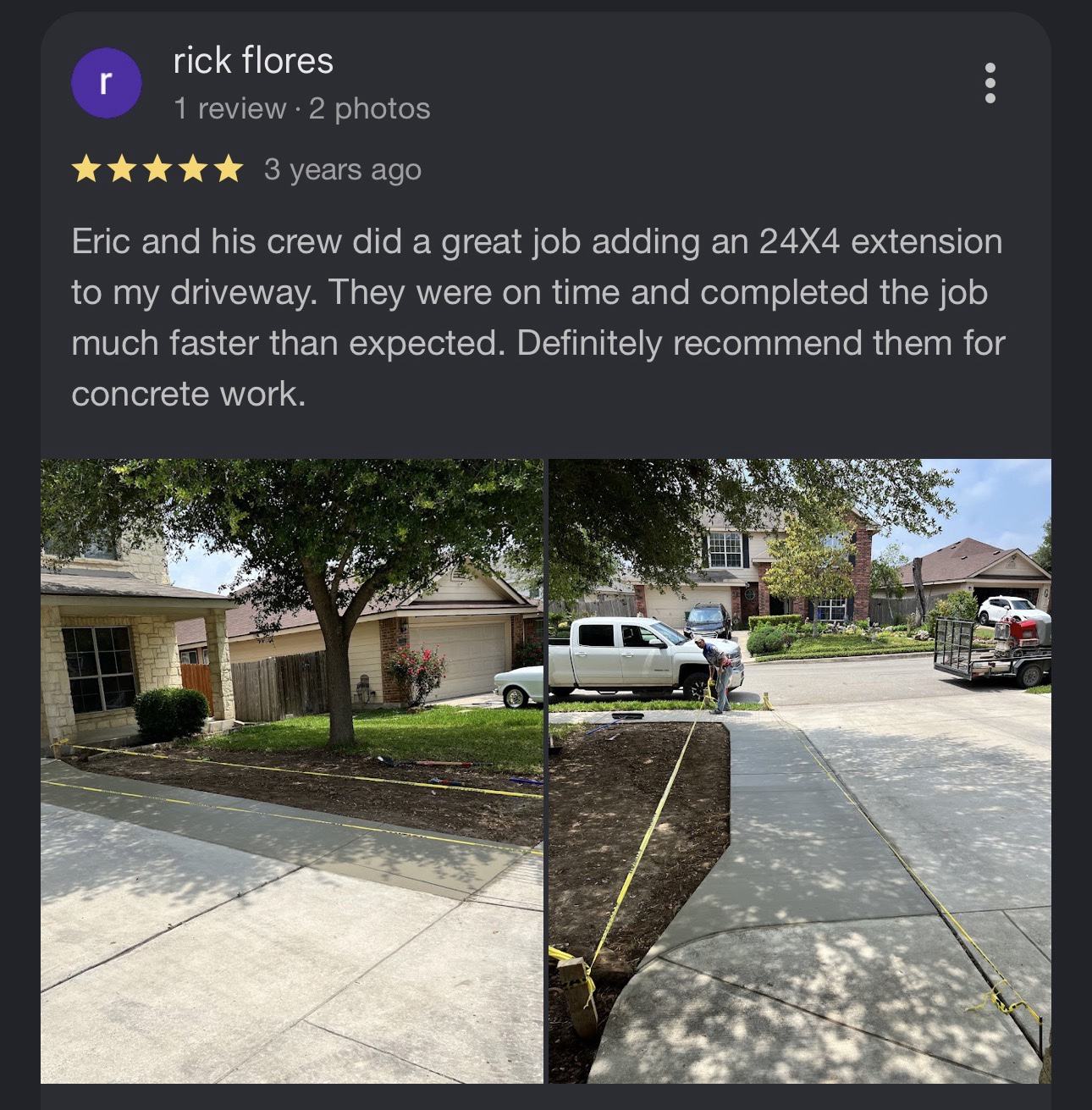 Original customer review supplied for rick flores
