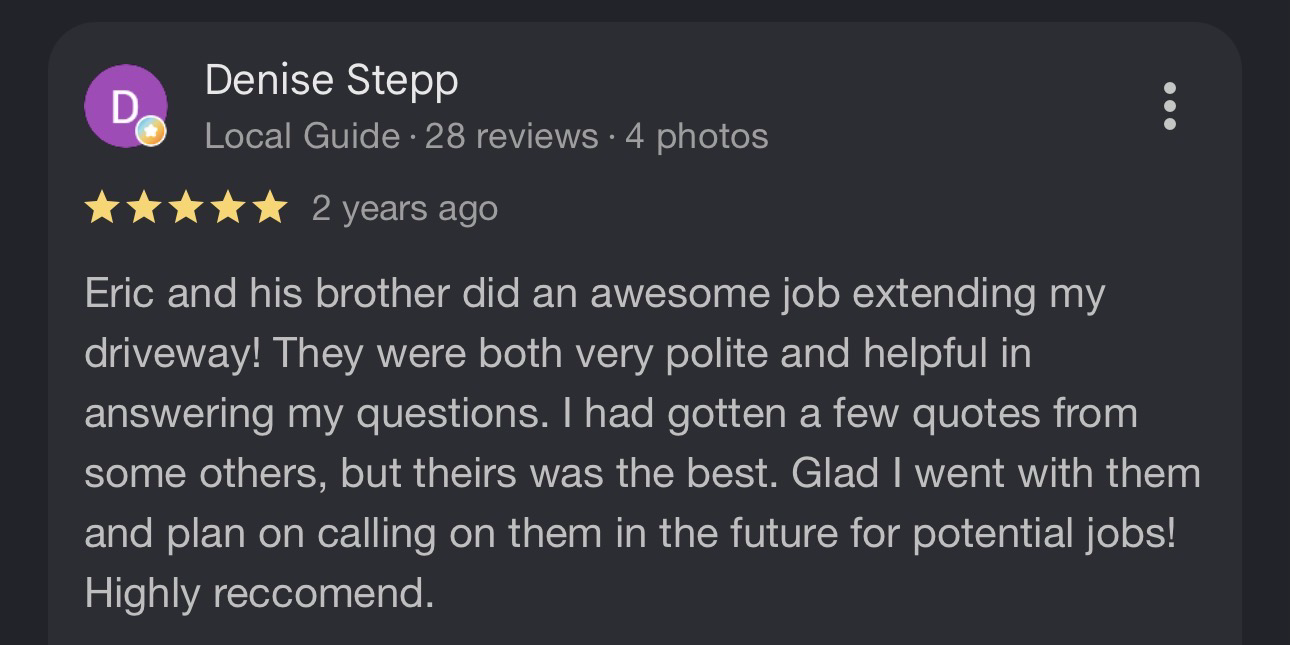 Original customer review supplied for Denise Stepp