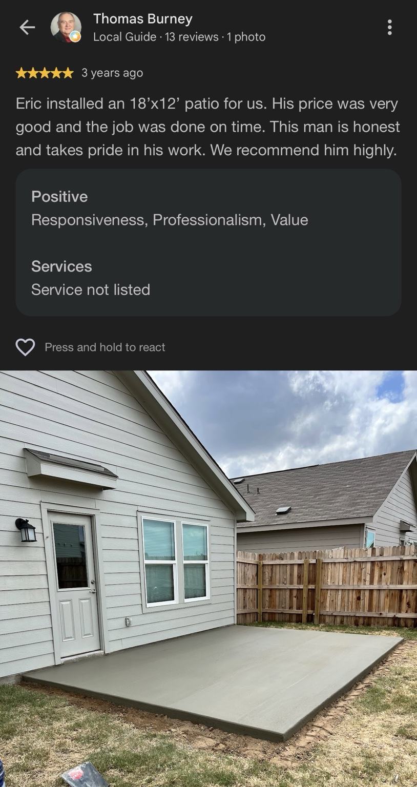 Original customer review supplied for Thomas Burney