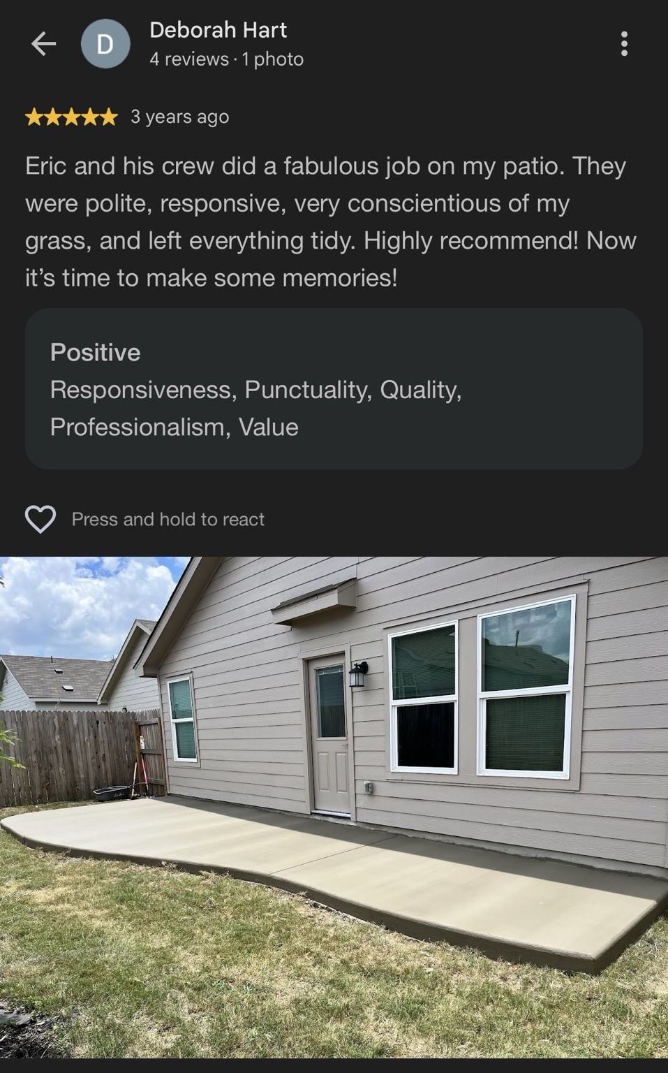 Google review screenshot from Deborah Hart